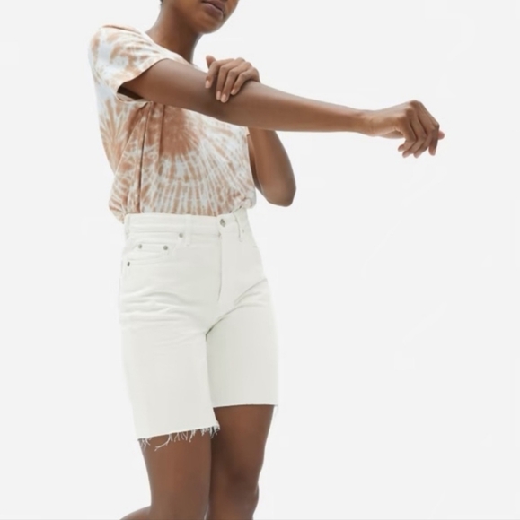 Everlane Pants - EVERLANE The Cheeky Long‎ Short Shorts White Denim 28